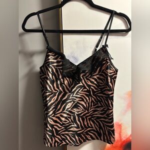 Chic Zebra Print Camisole in Black and Tan